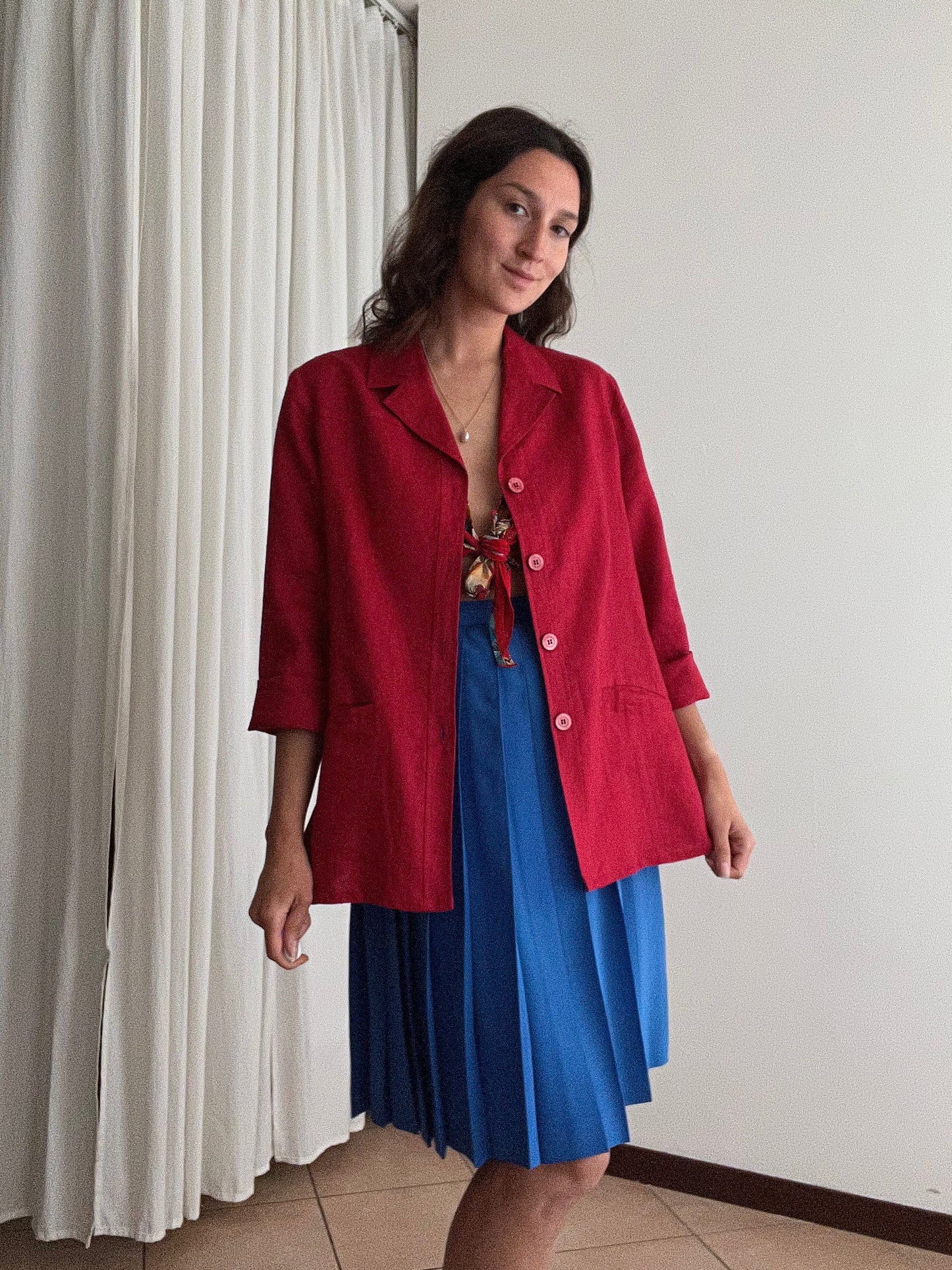 Blazer lino rosso 48
