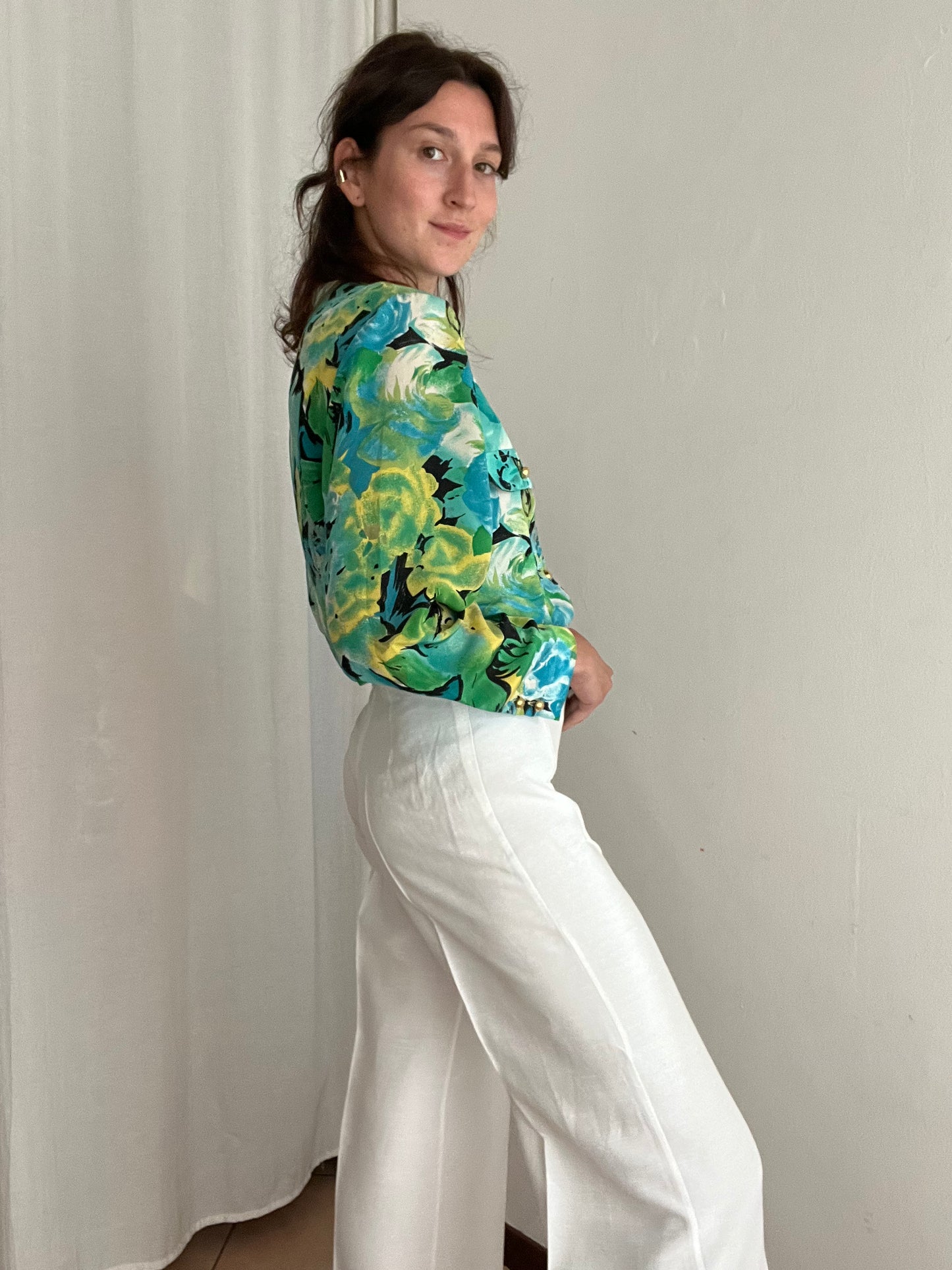 Camicia verde floreale 46