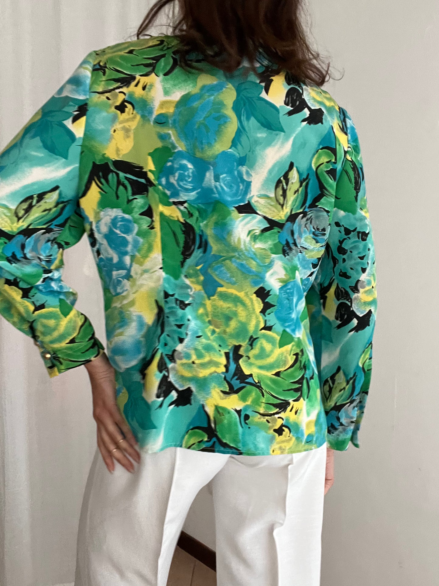 Camicia verde floreale 46