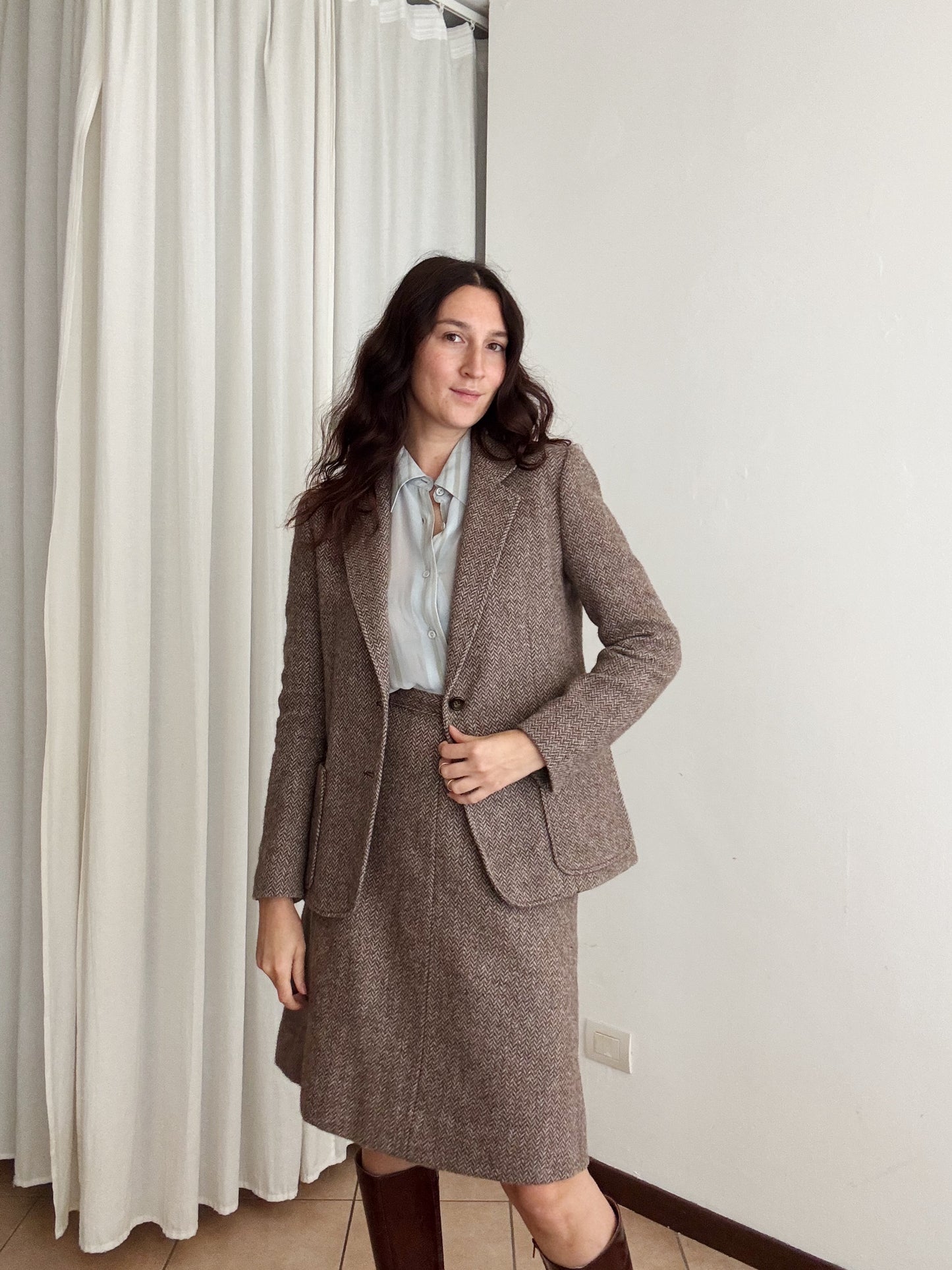 Completo lana marrone 44