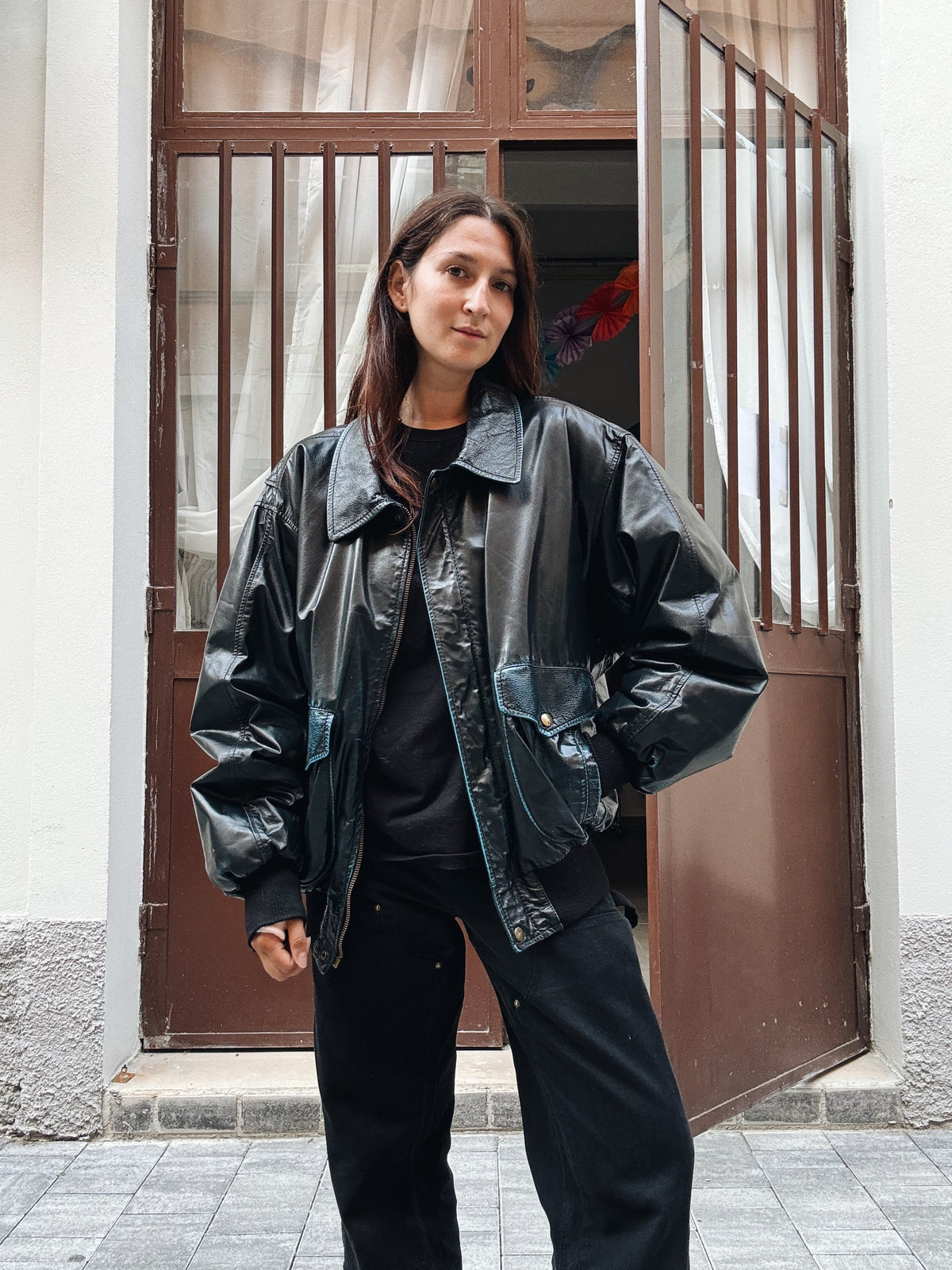 Bomber pelle nera XL