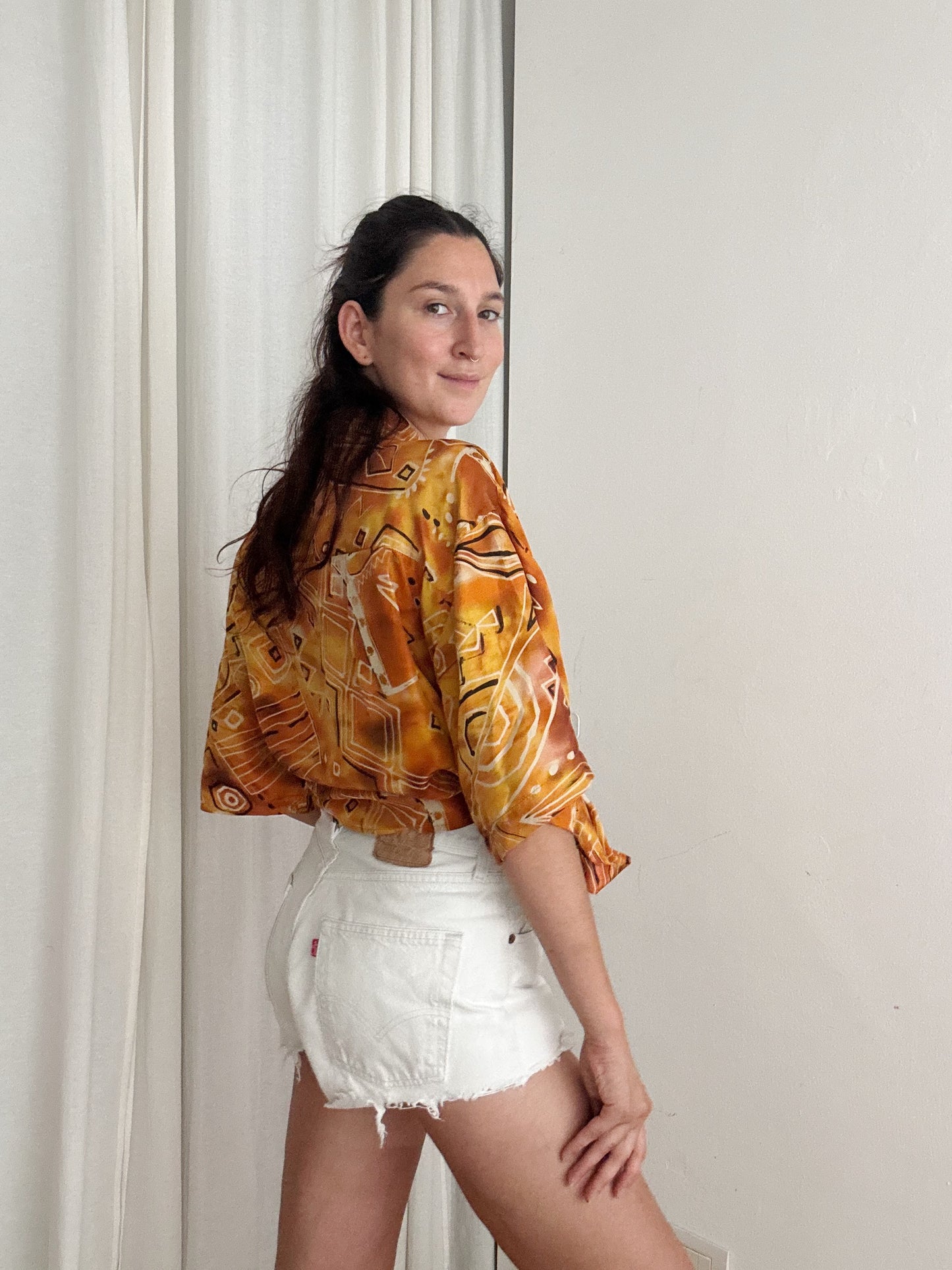 Camicia seta arancione XL
