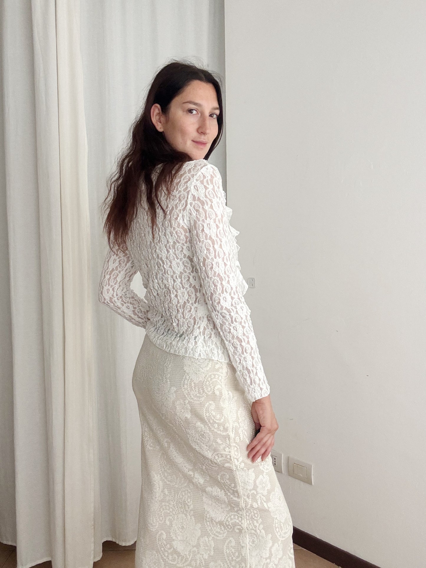 Blusa in pizzo bianco S/M