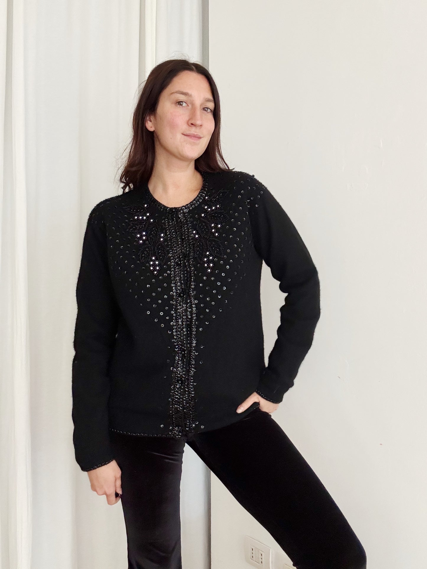 Cardigan paillettes e perline L