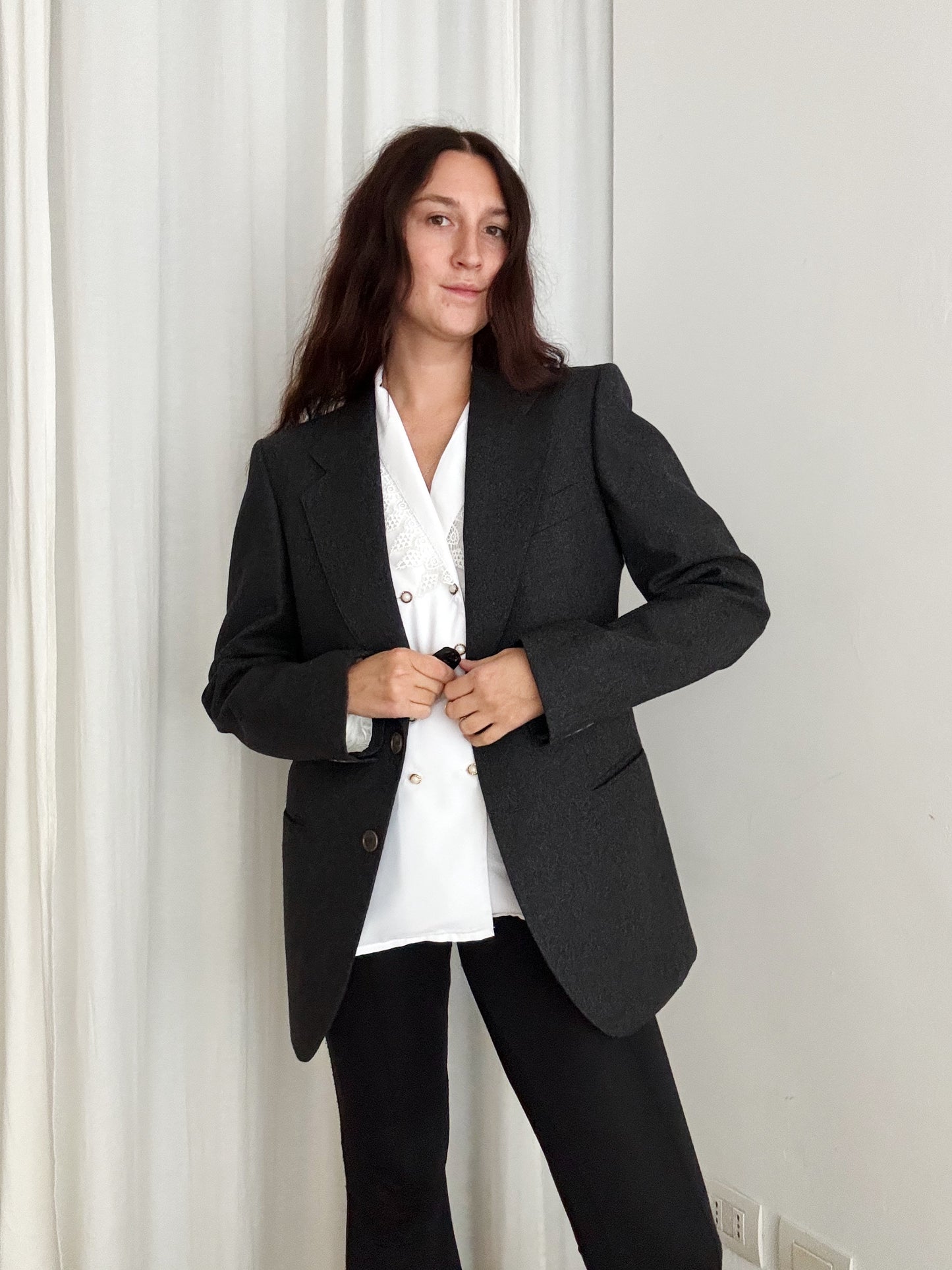 Blazer lana grigio unisex 50