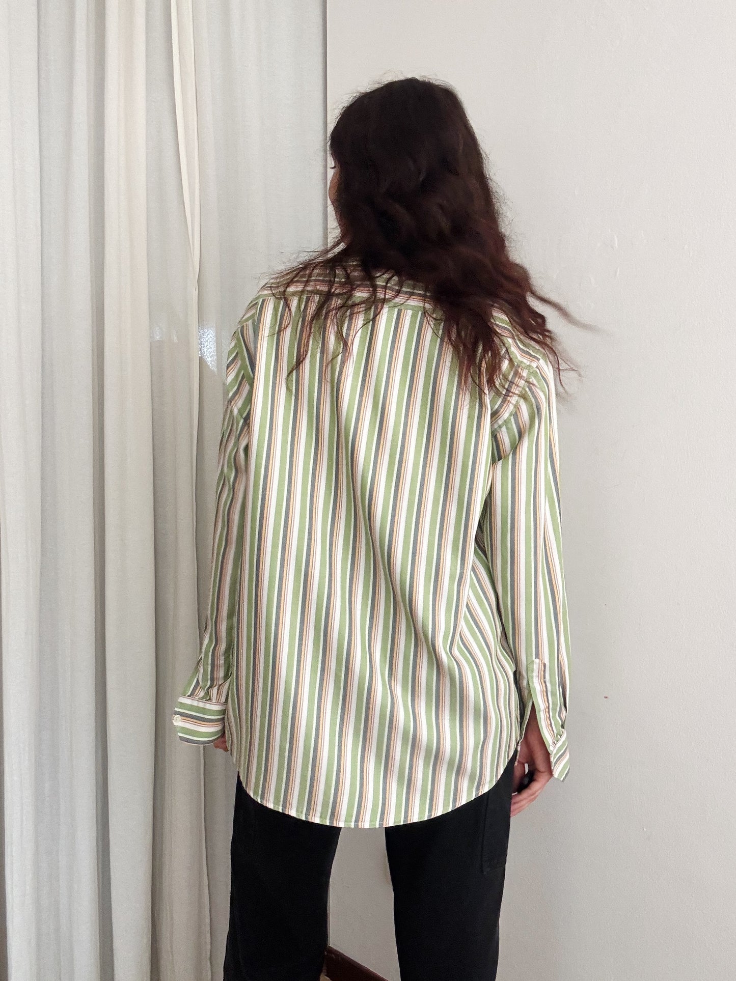 Camicia uomo a righe verdi 42