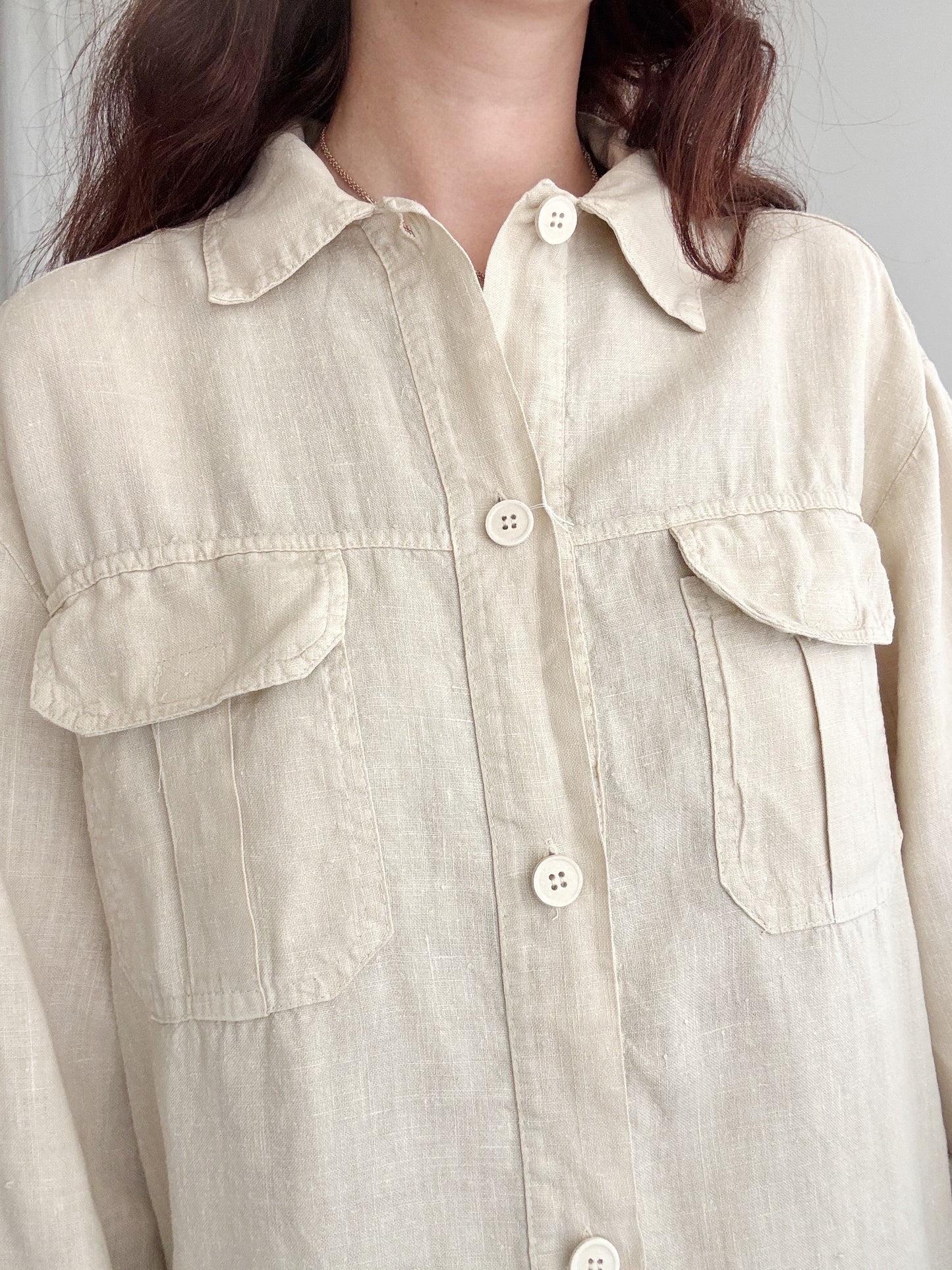 Camicia in lino beige M