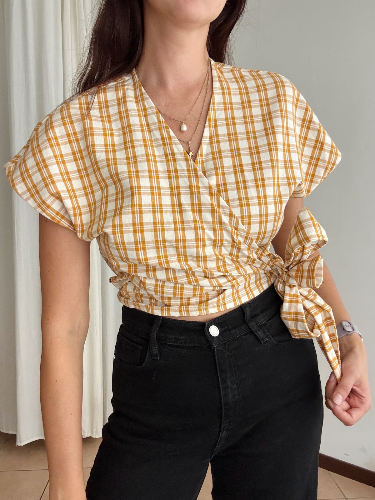 Top incrociato giallo M