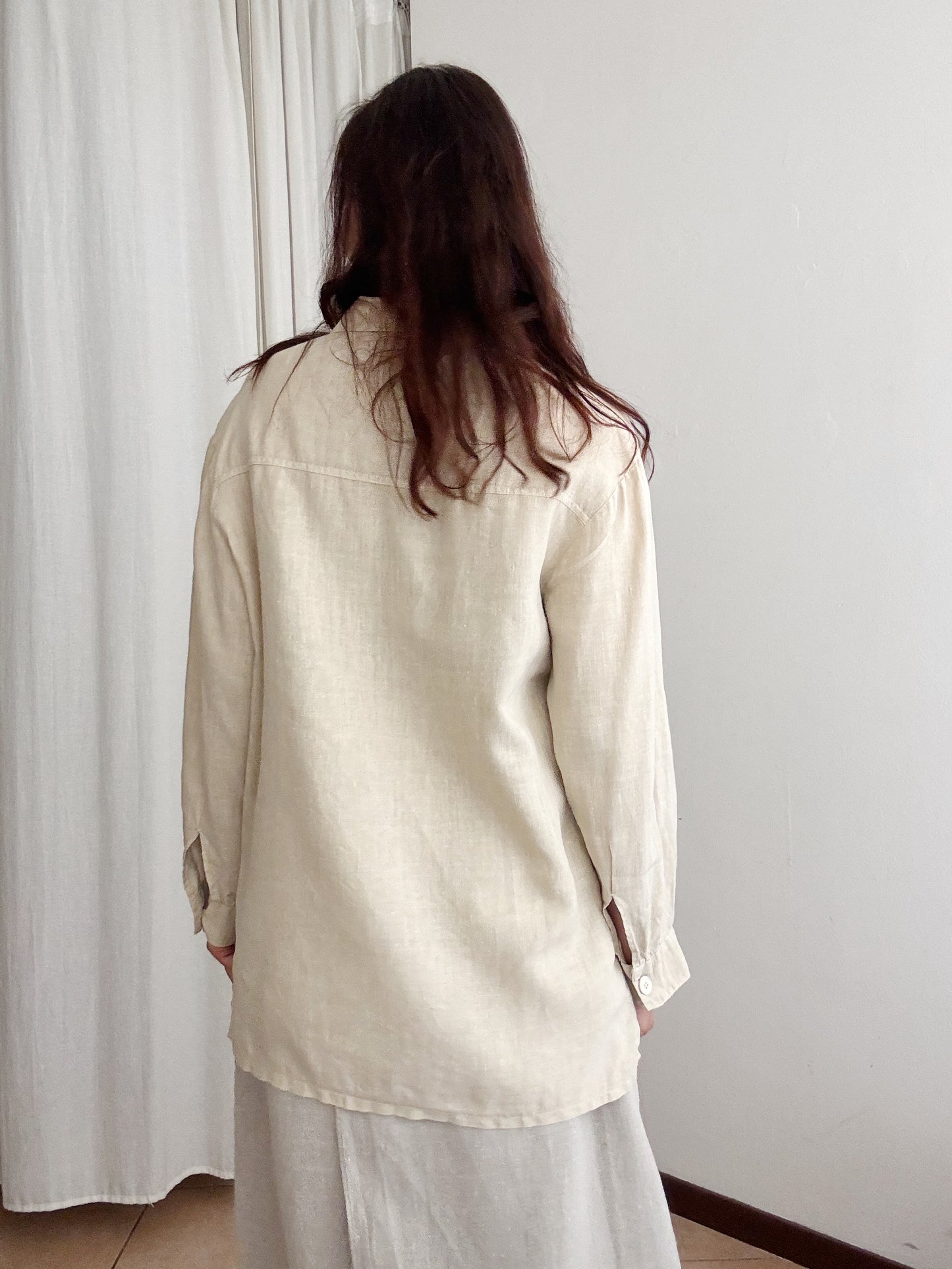 Camicia in lino beige M