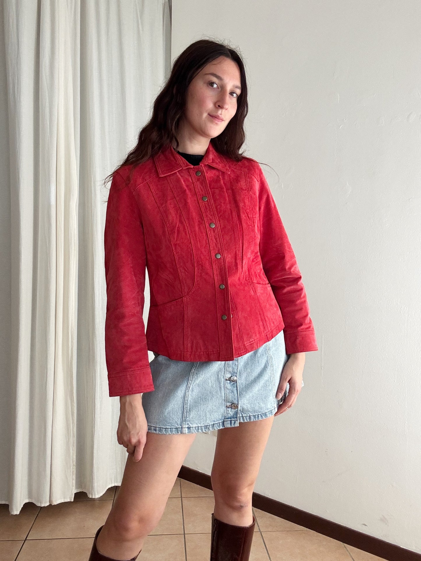 Giacca in pelle rossa M