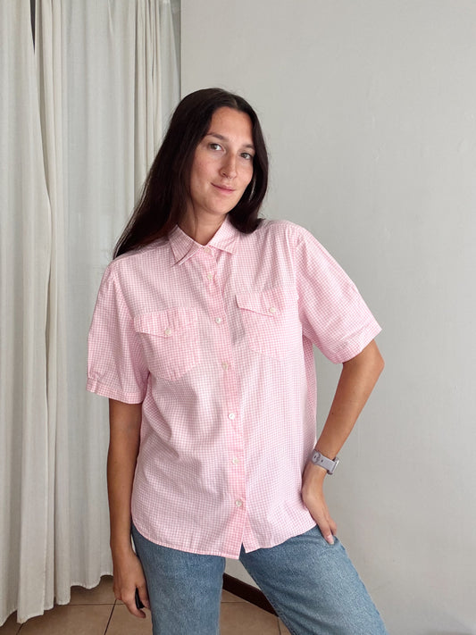 Camicia a quadretti rosa L