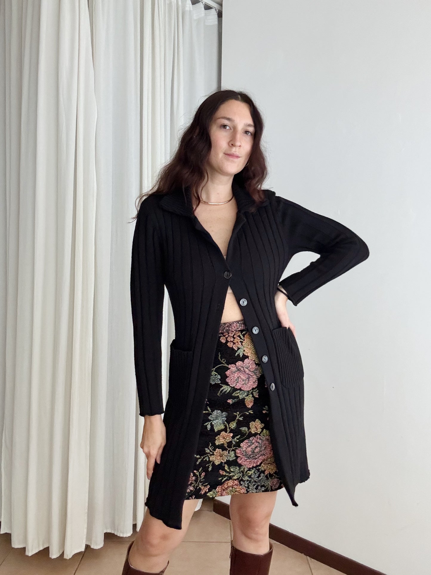 Cardigan lungo nero S