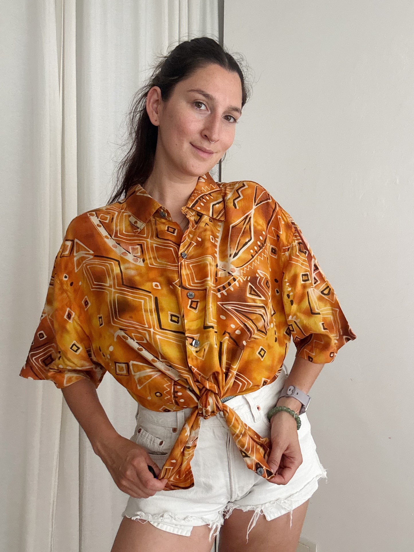Camicia seta arancione XL