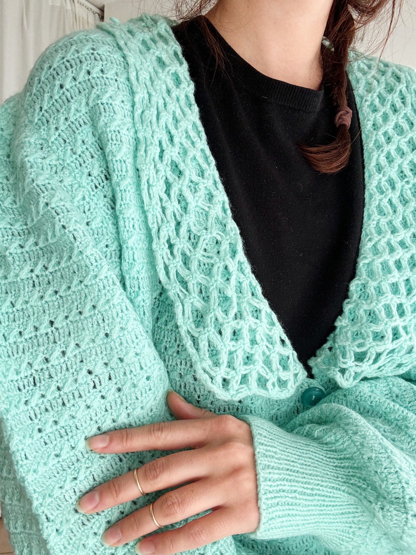 Cardigan verde acqua L