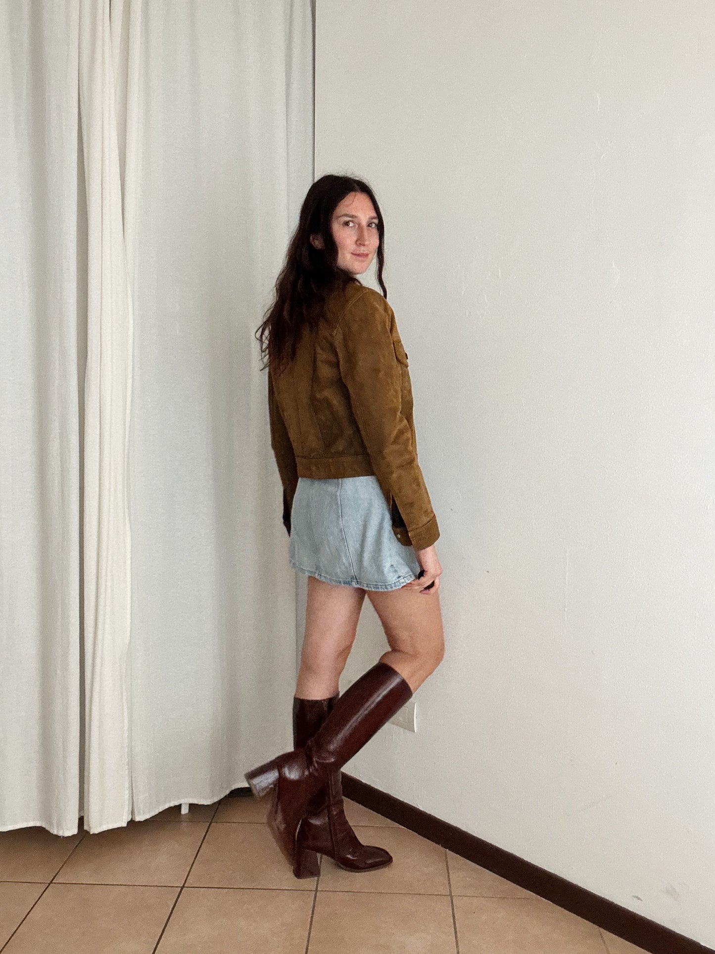 Giacca in pelle marrone S