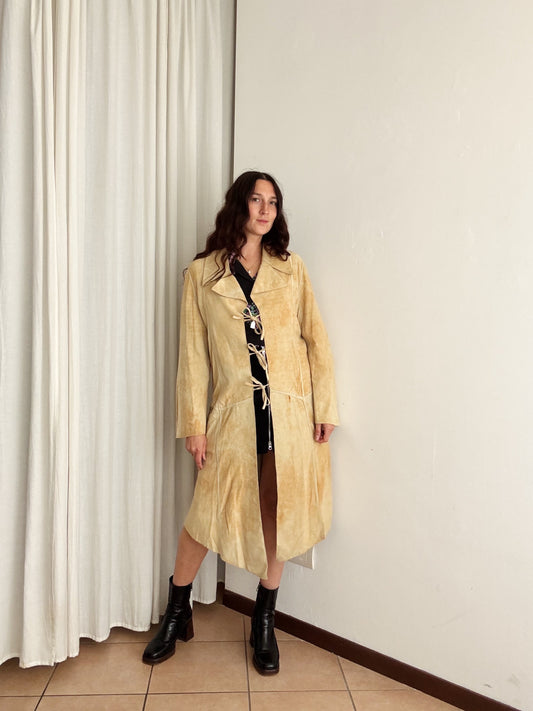 Giacca in pelle lunga scamosciata M/L
