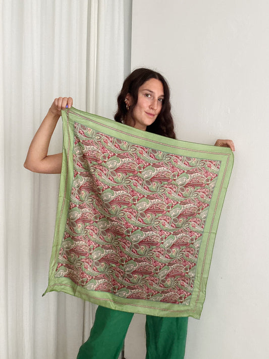 Foulard seta verde bordeaux 80x80