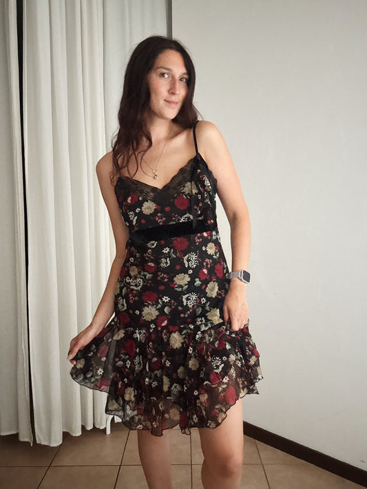 Abito nero floreale M
