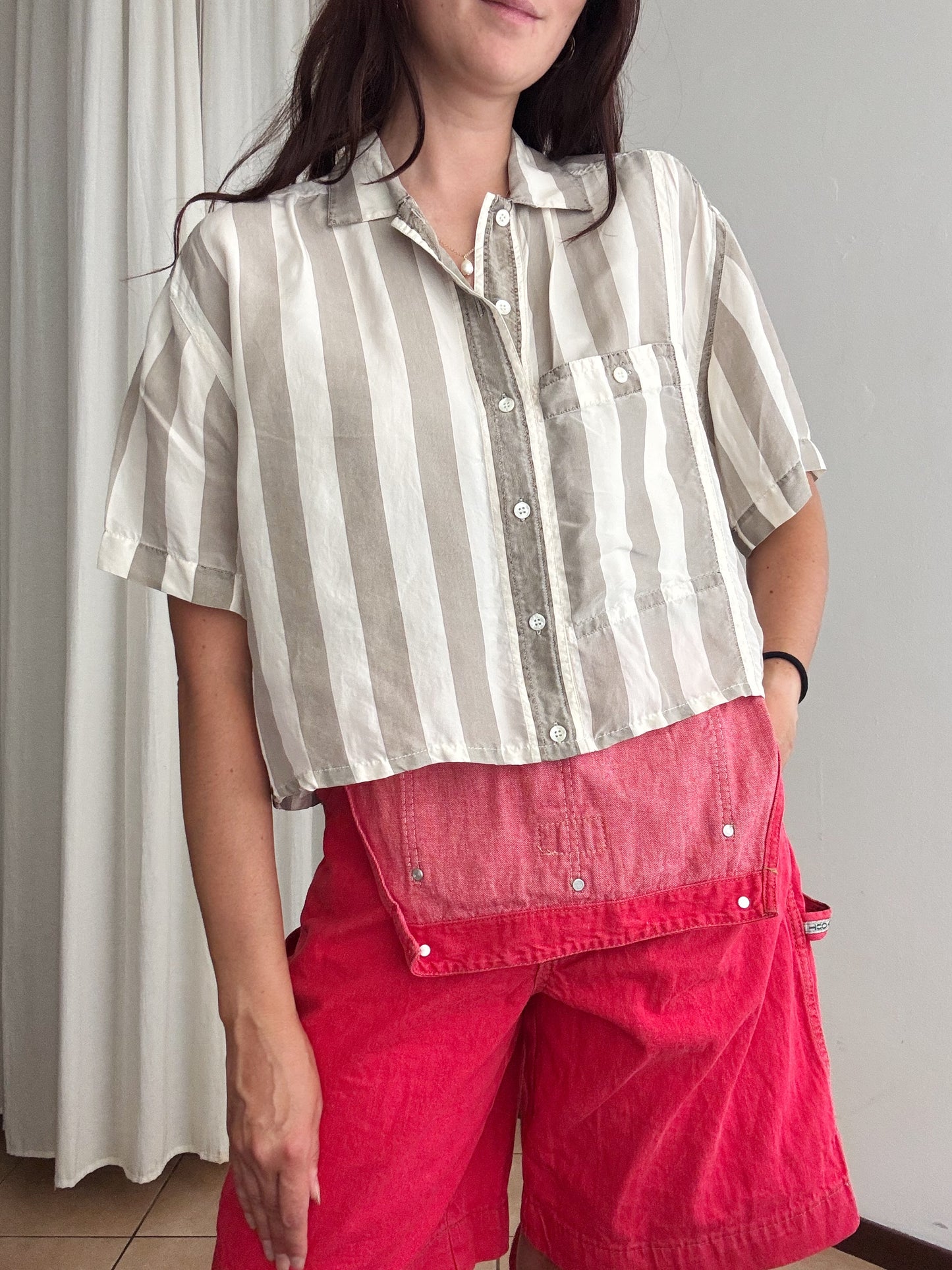 Camicia seta righe L