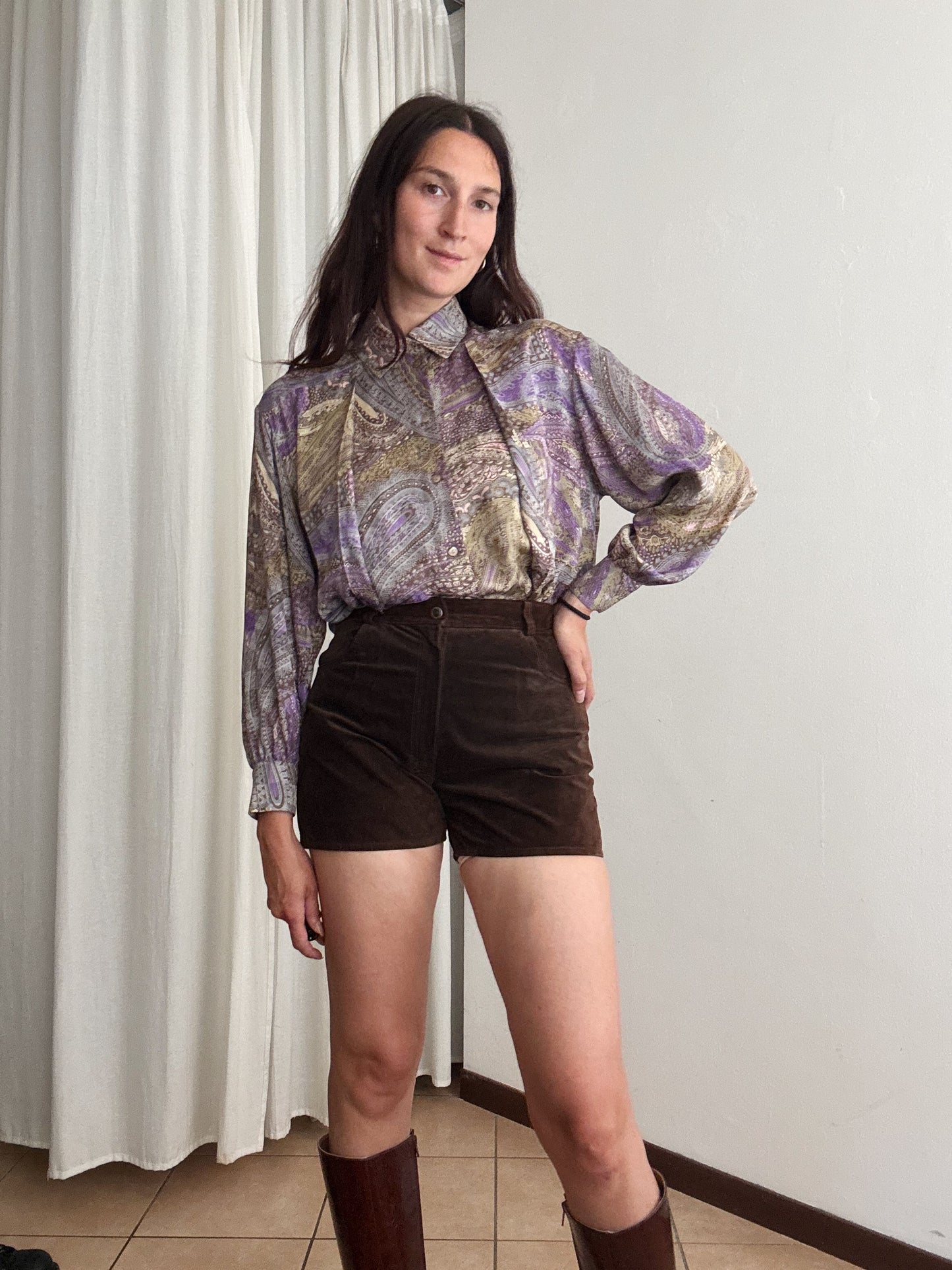 Camicia seta viola 44