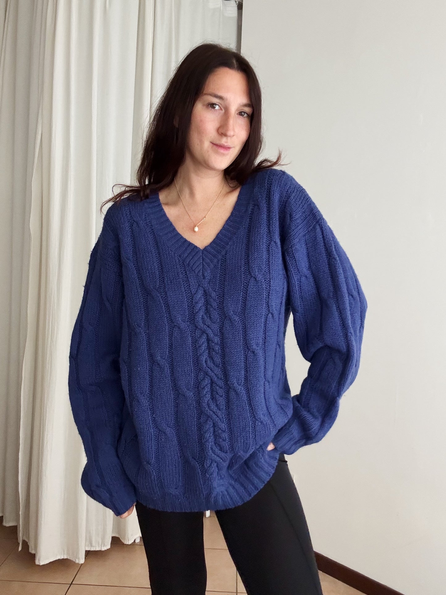 Maglione lana blu XL