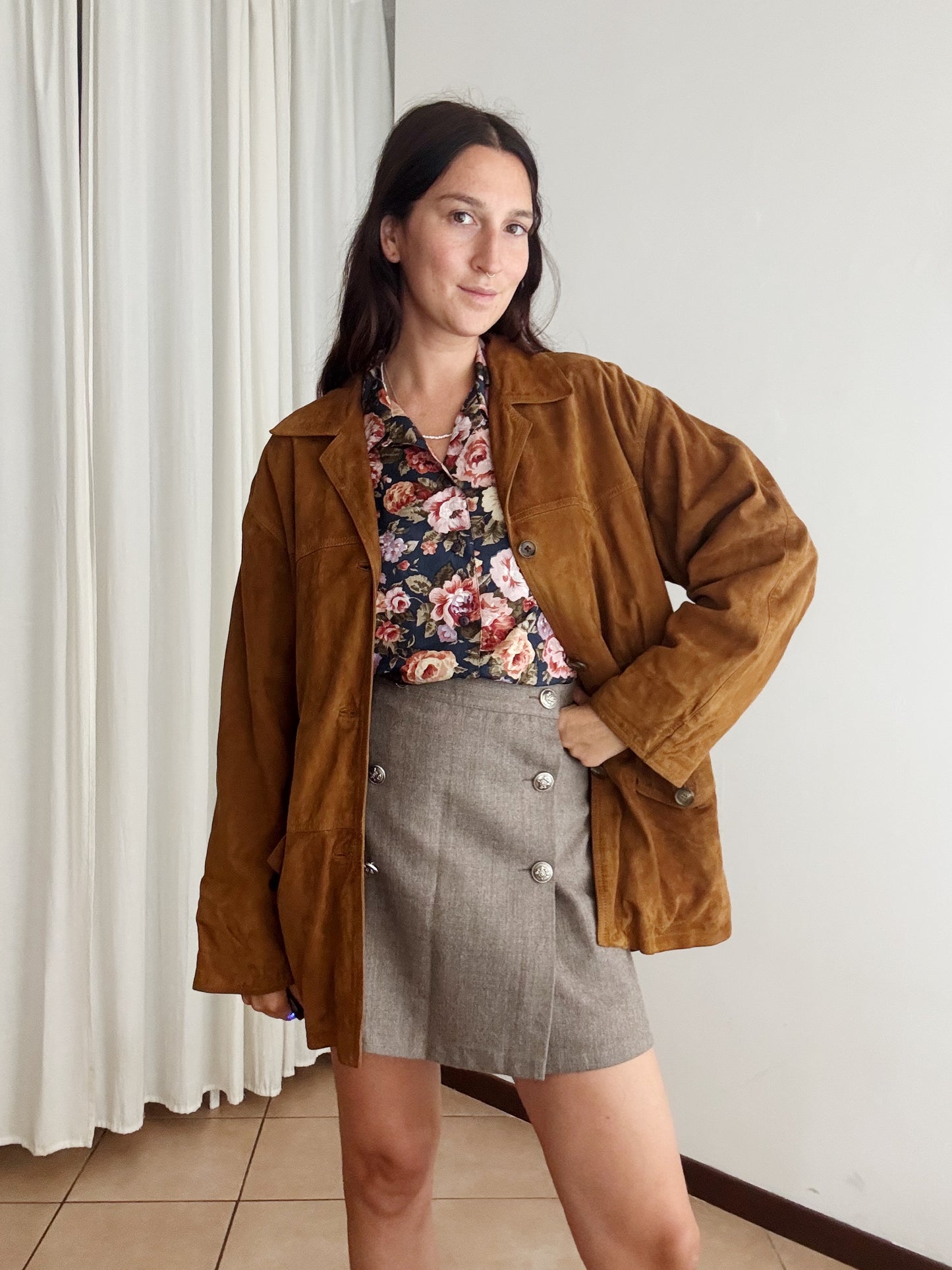 Giacca in pelle scamosciata L