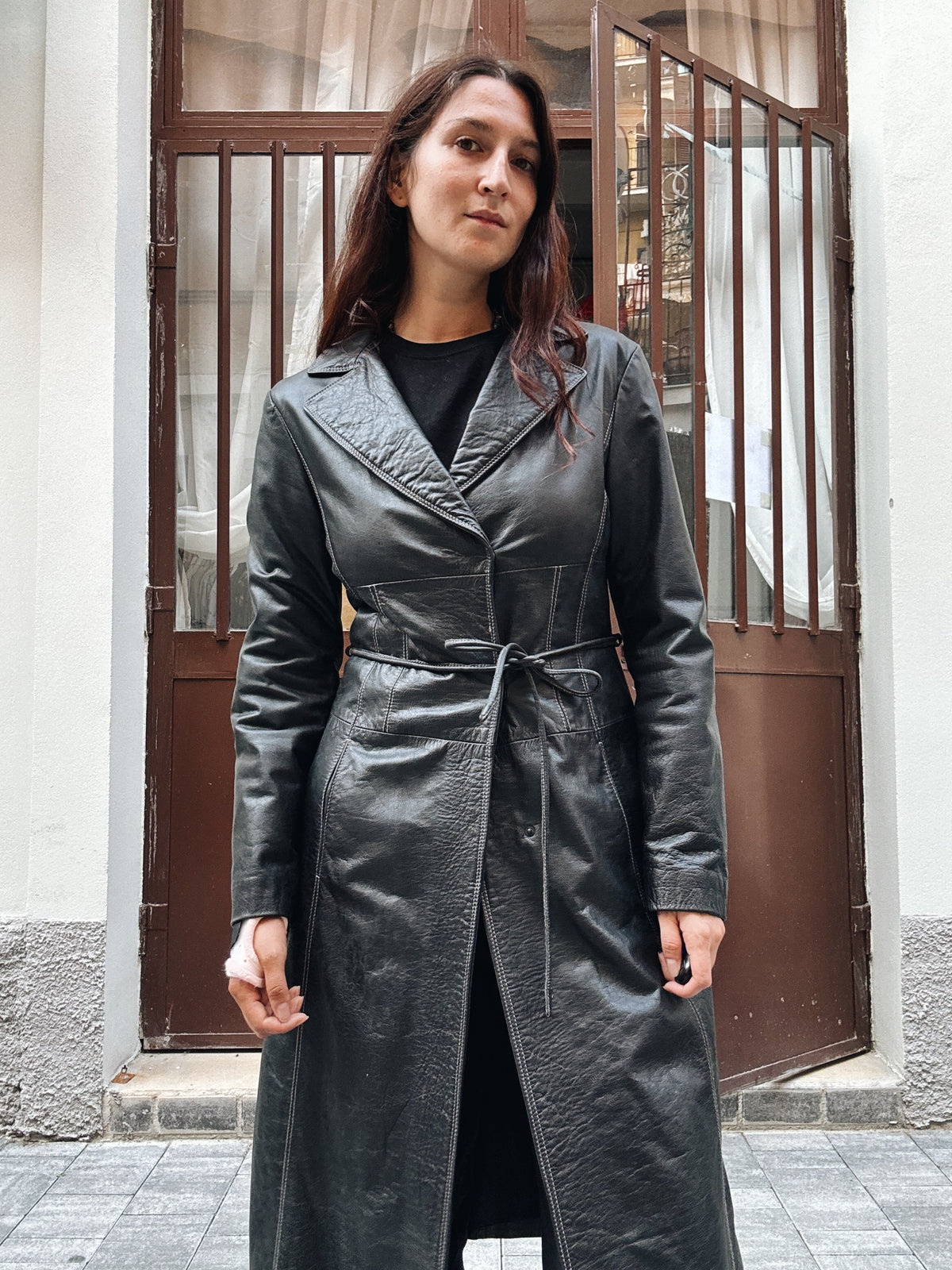Trench in pelle nera Alysi M