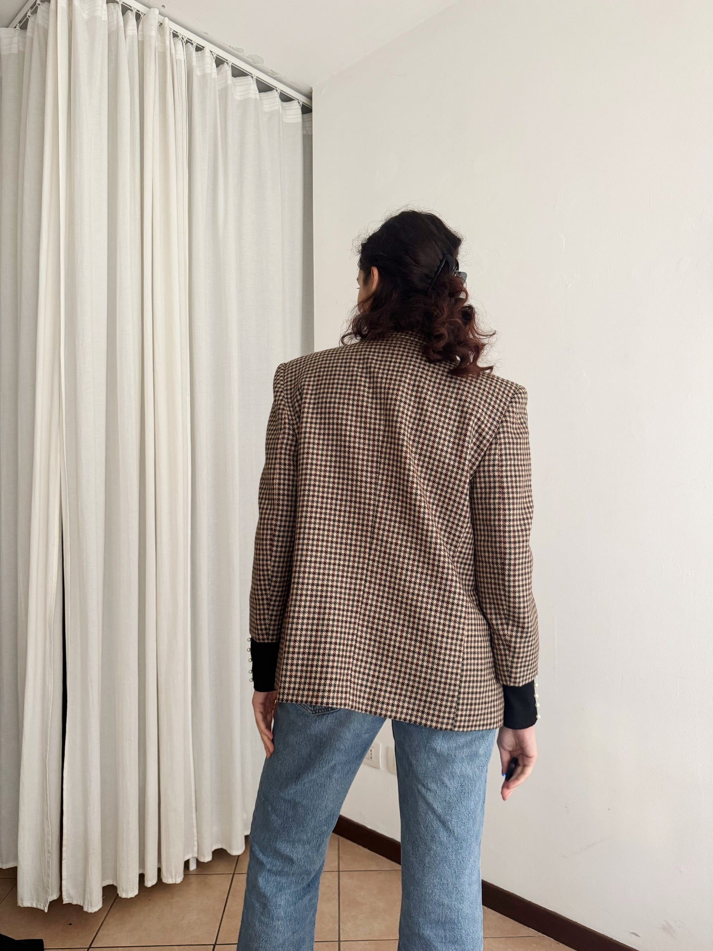 Blazer a quadri marrone 46