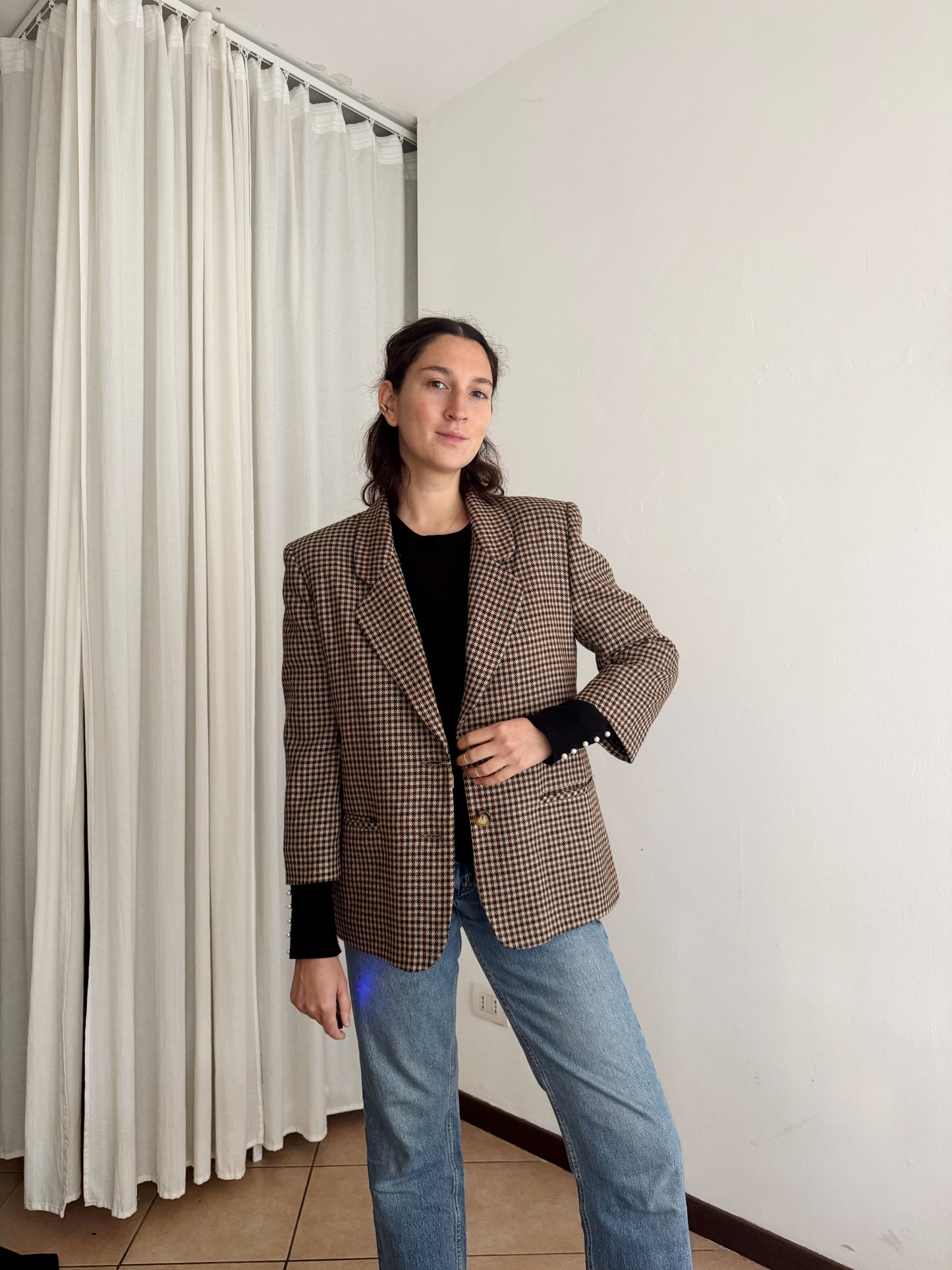 Blazer a quadri marrone 46