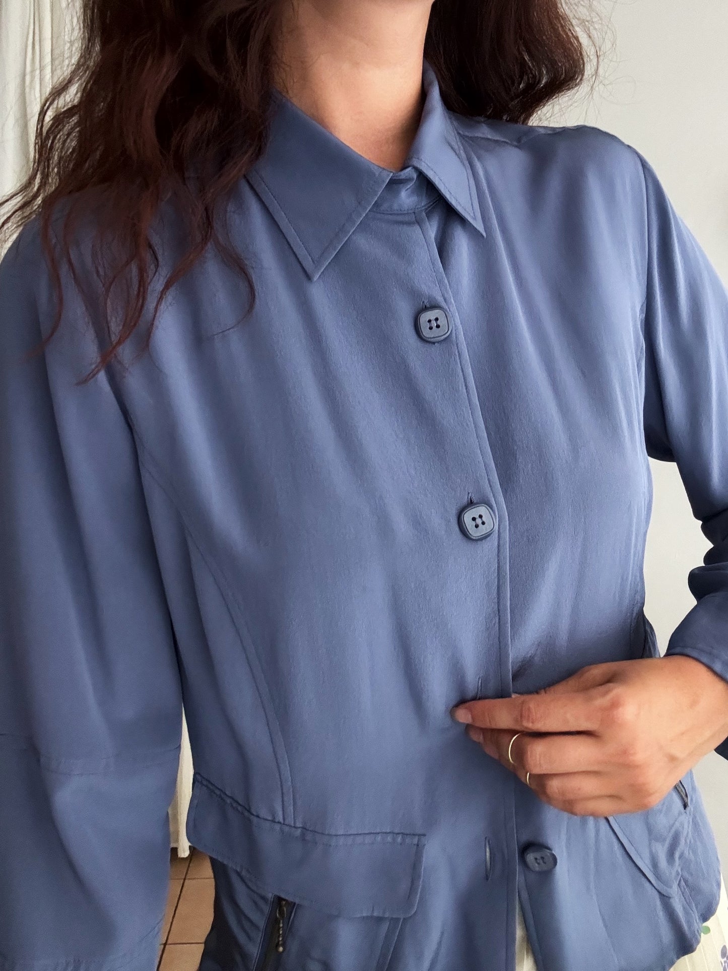 Giacca seta blu 44