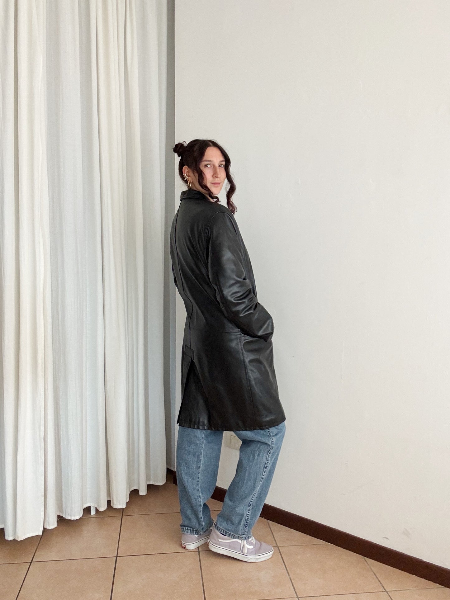 Giacca in pelle nera unisex M