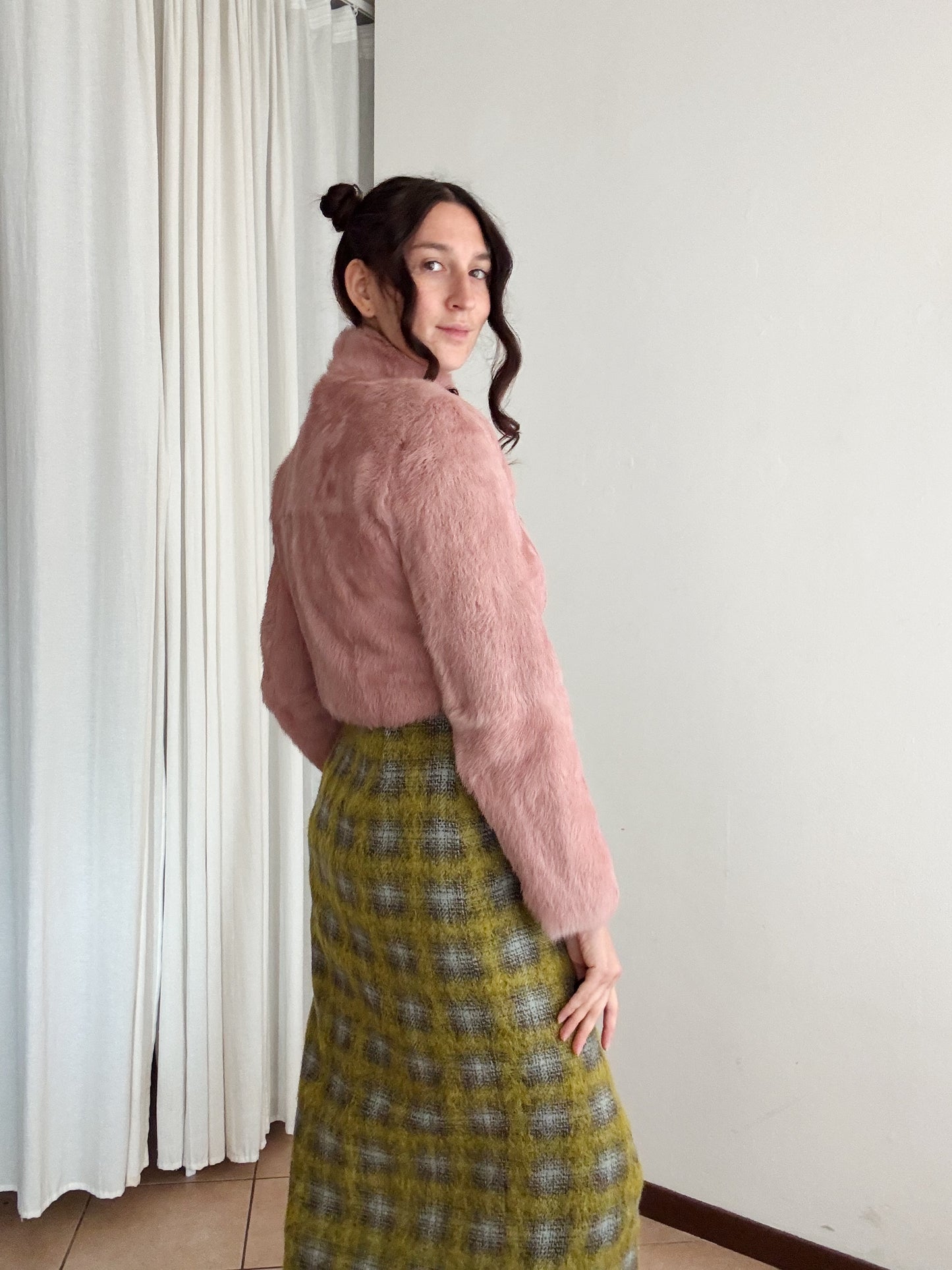 Pelliccia corta rosa M