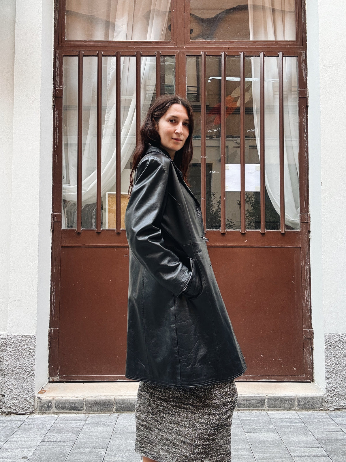 Giacca in pelle nera M