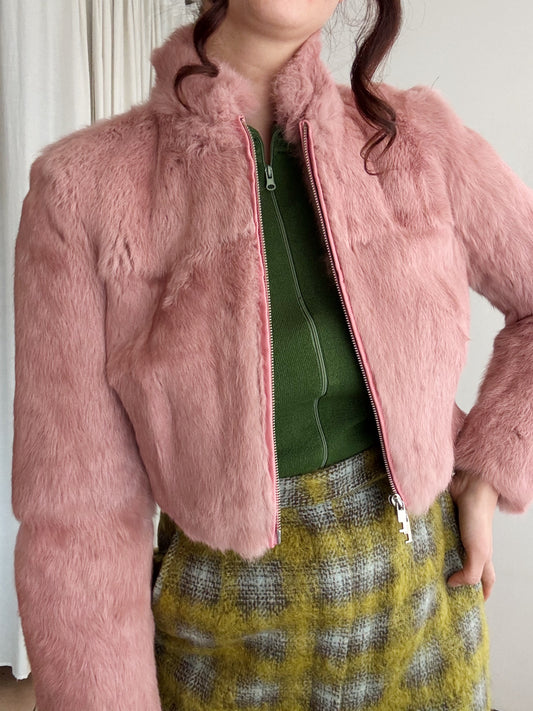 Pelliccia corta rosa M