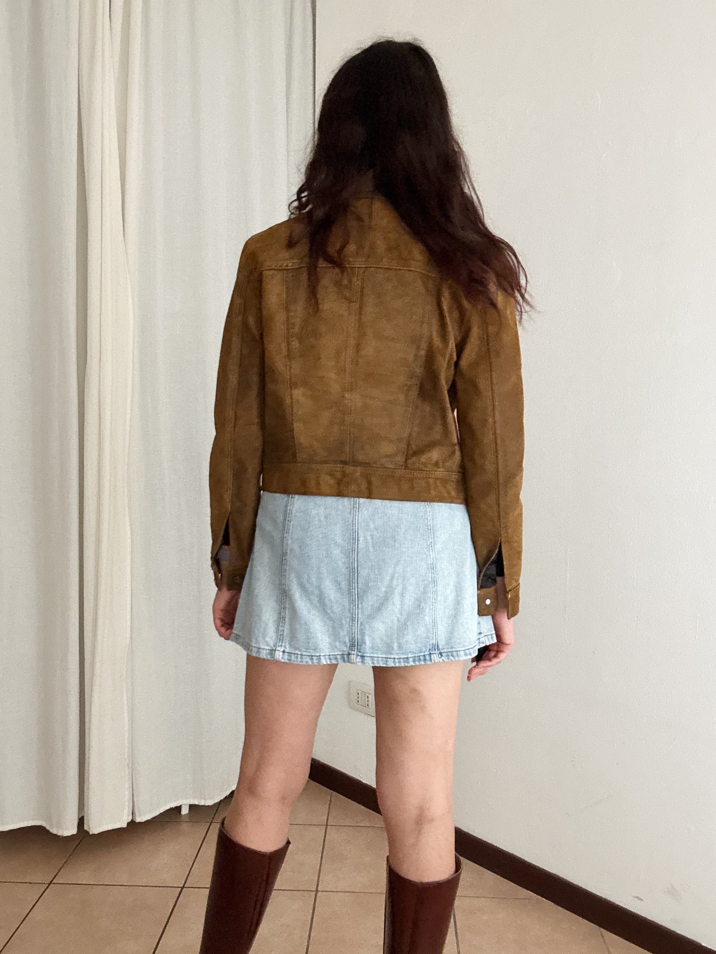 Giacca in pelle marrone S