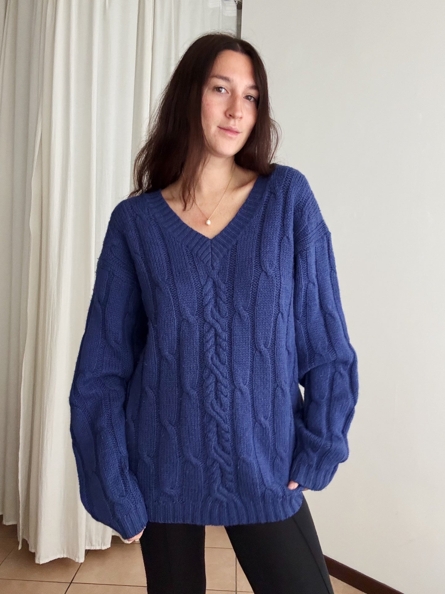 Maglione lana blu XL