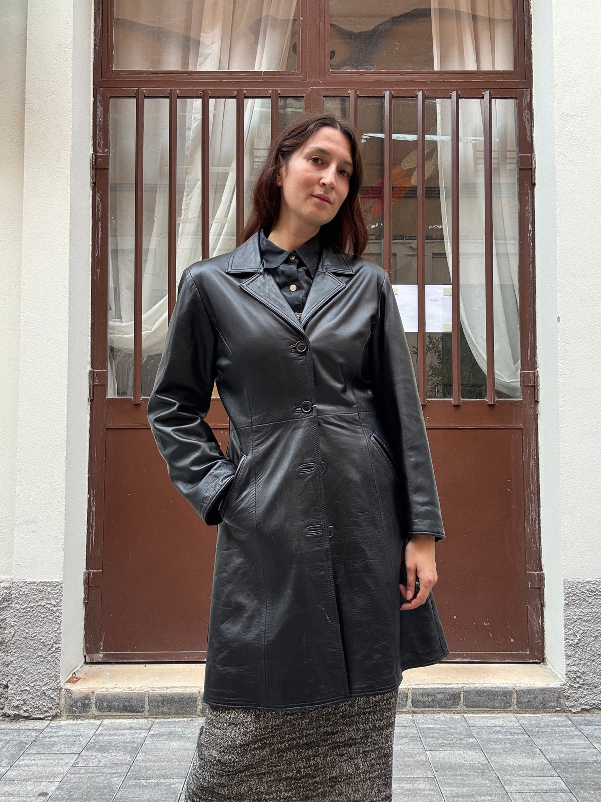 Giacca in pelle nera M