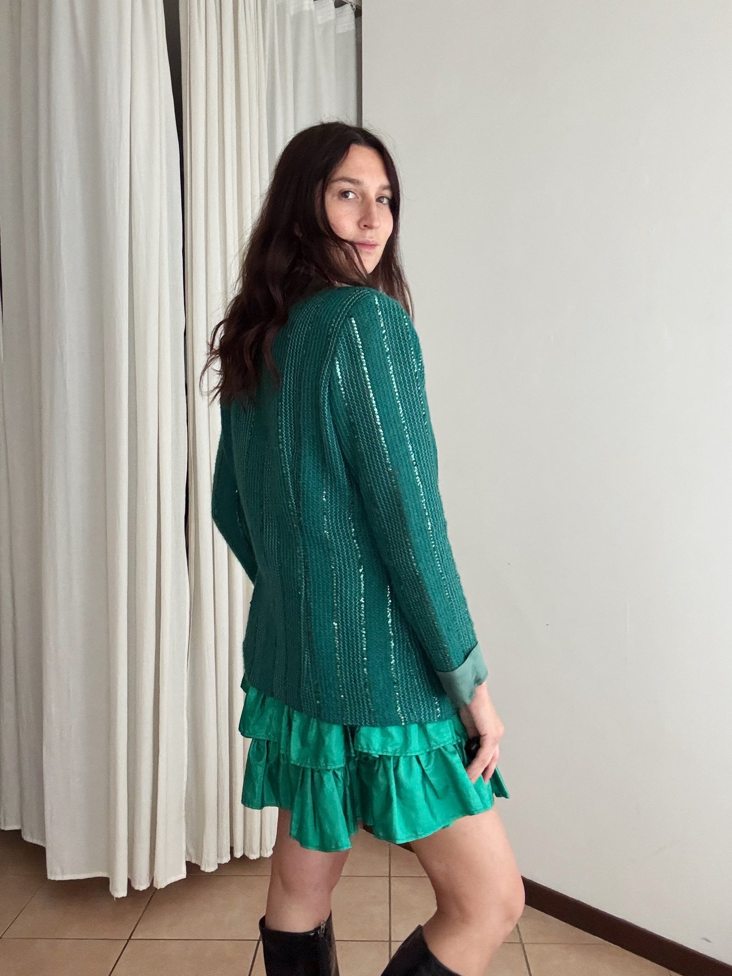 Cardigan blazer verde L