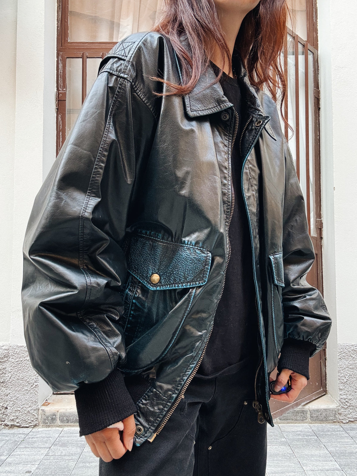 Bomber pelle nera XL