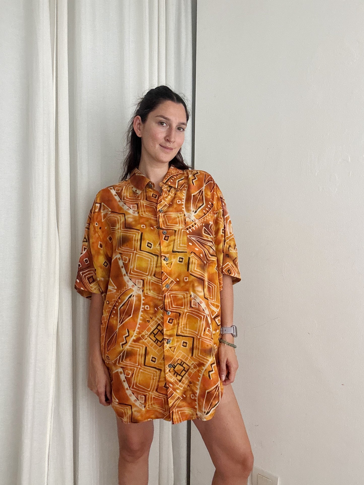 Camicia seta arancione XL