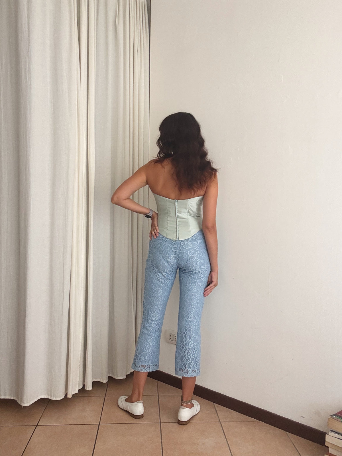 Pantaloni pizzo azzuro 42