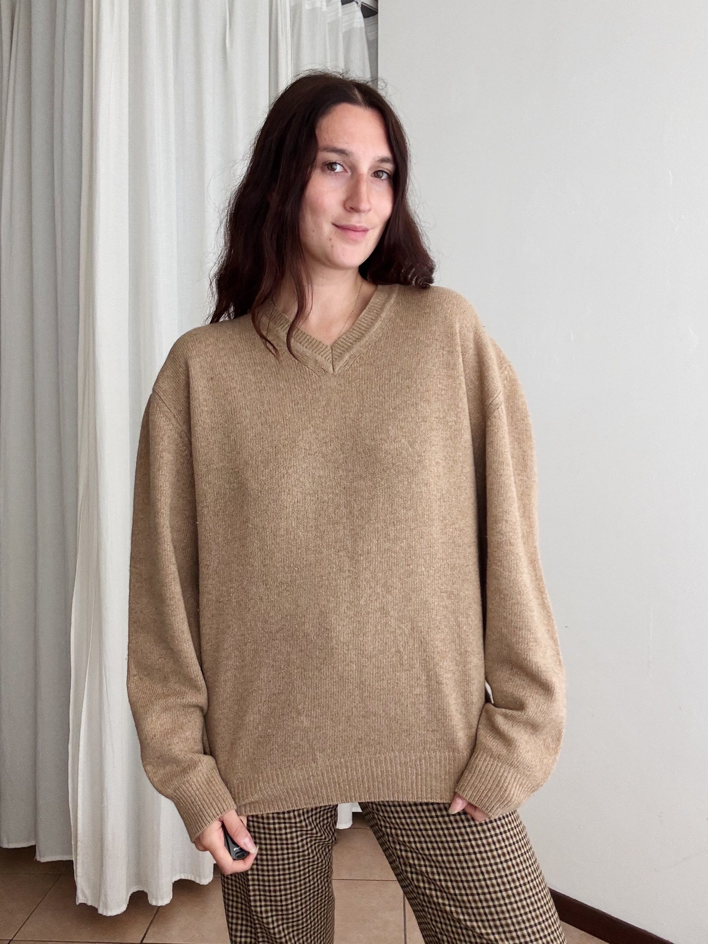 Maglione unisex lana beige L