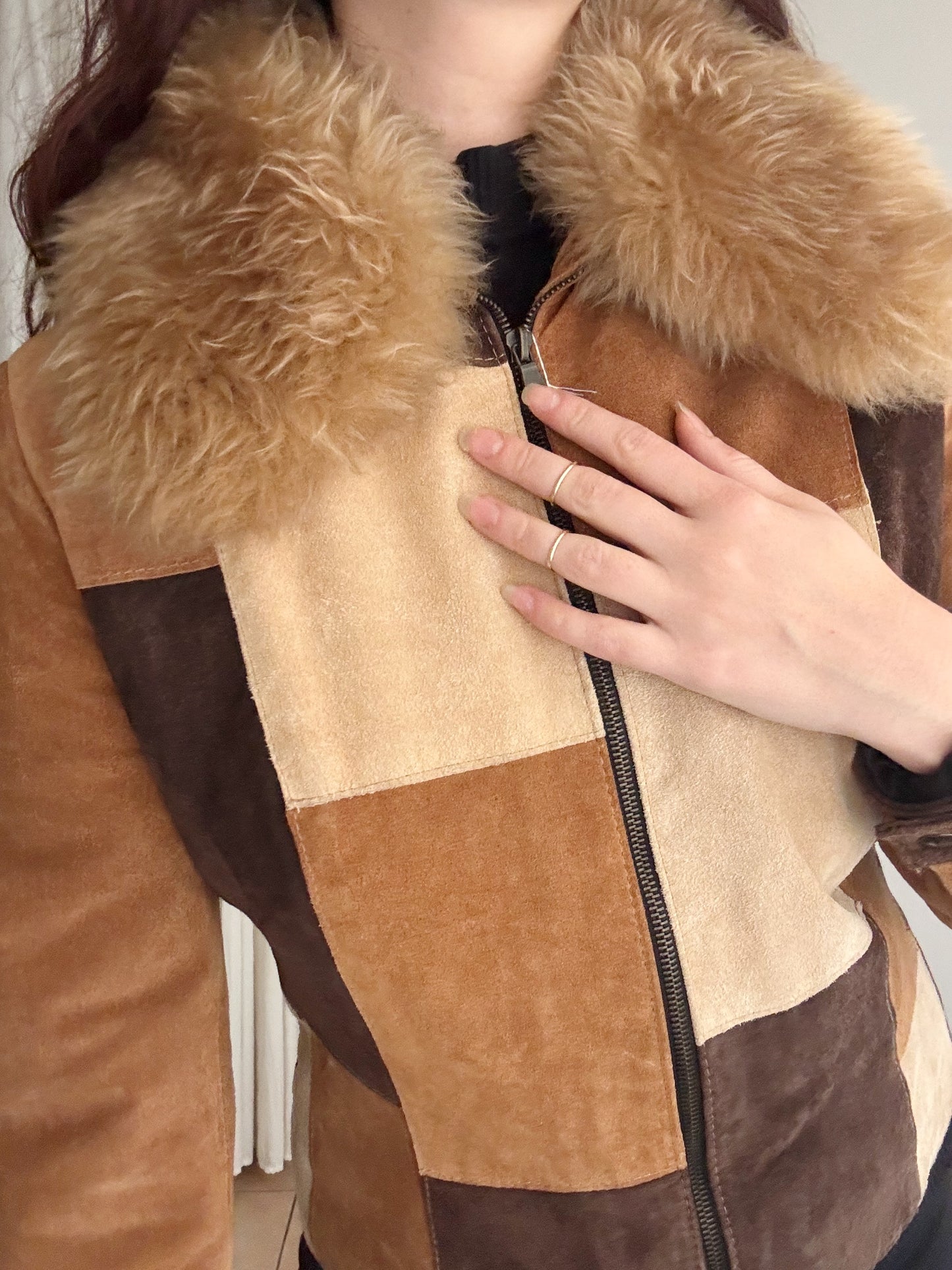 Giacca in pelle patchwork M