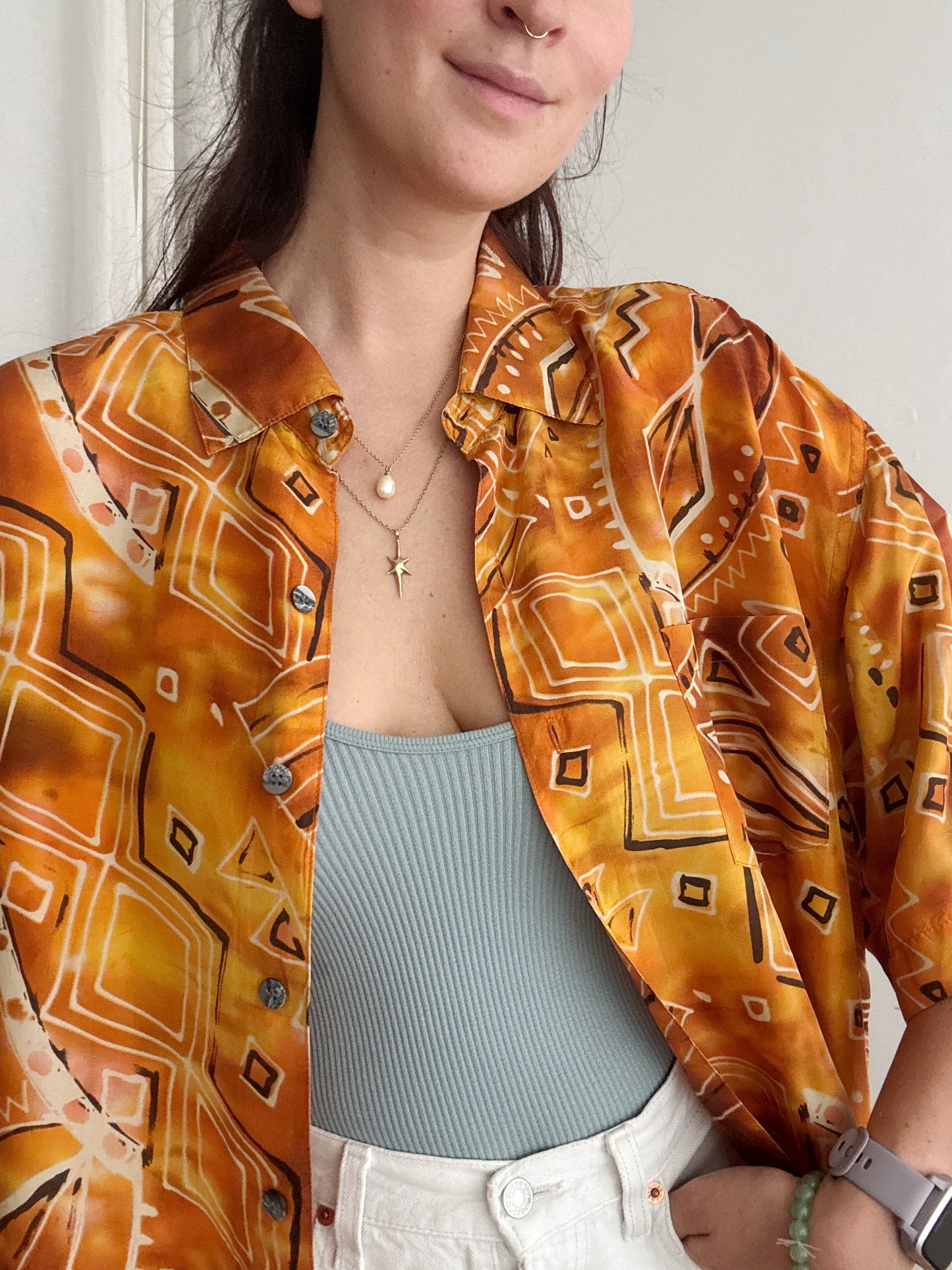 Camicia seta arancione XL