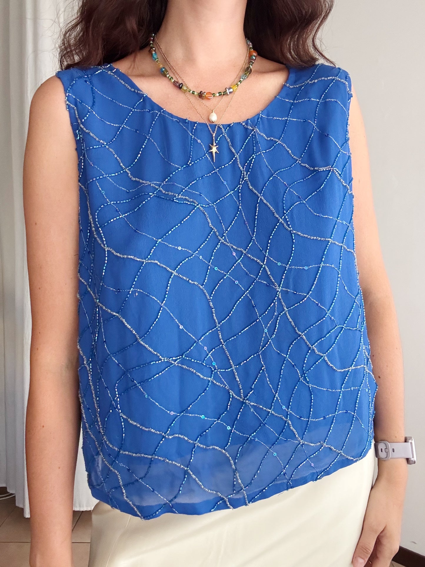 Top in seta ricamato M/L