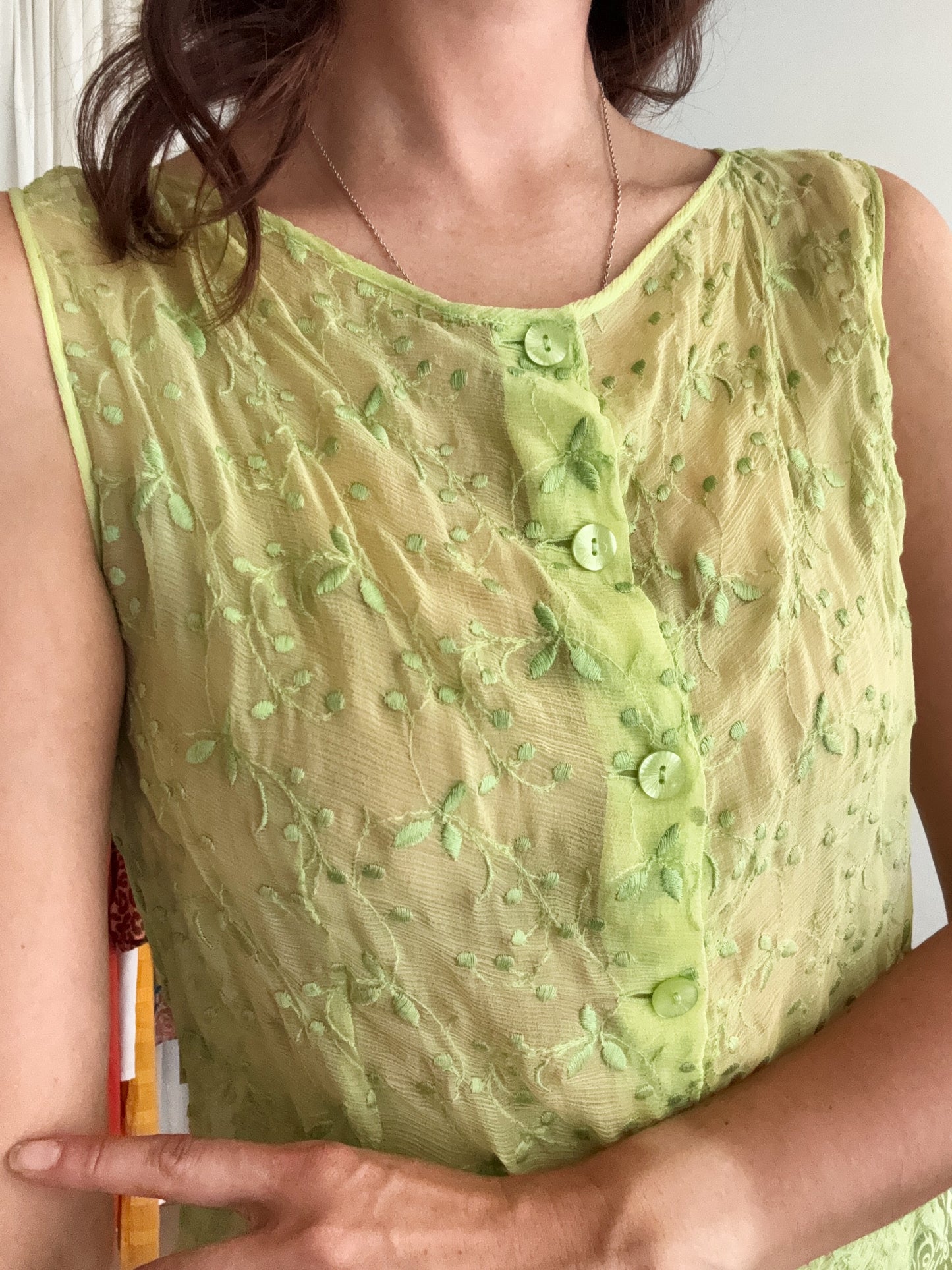 Top in seta verde S