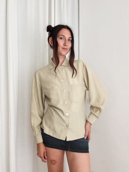 Camicia seta beige M