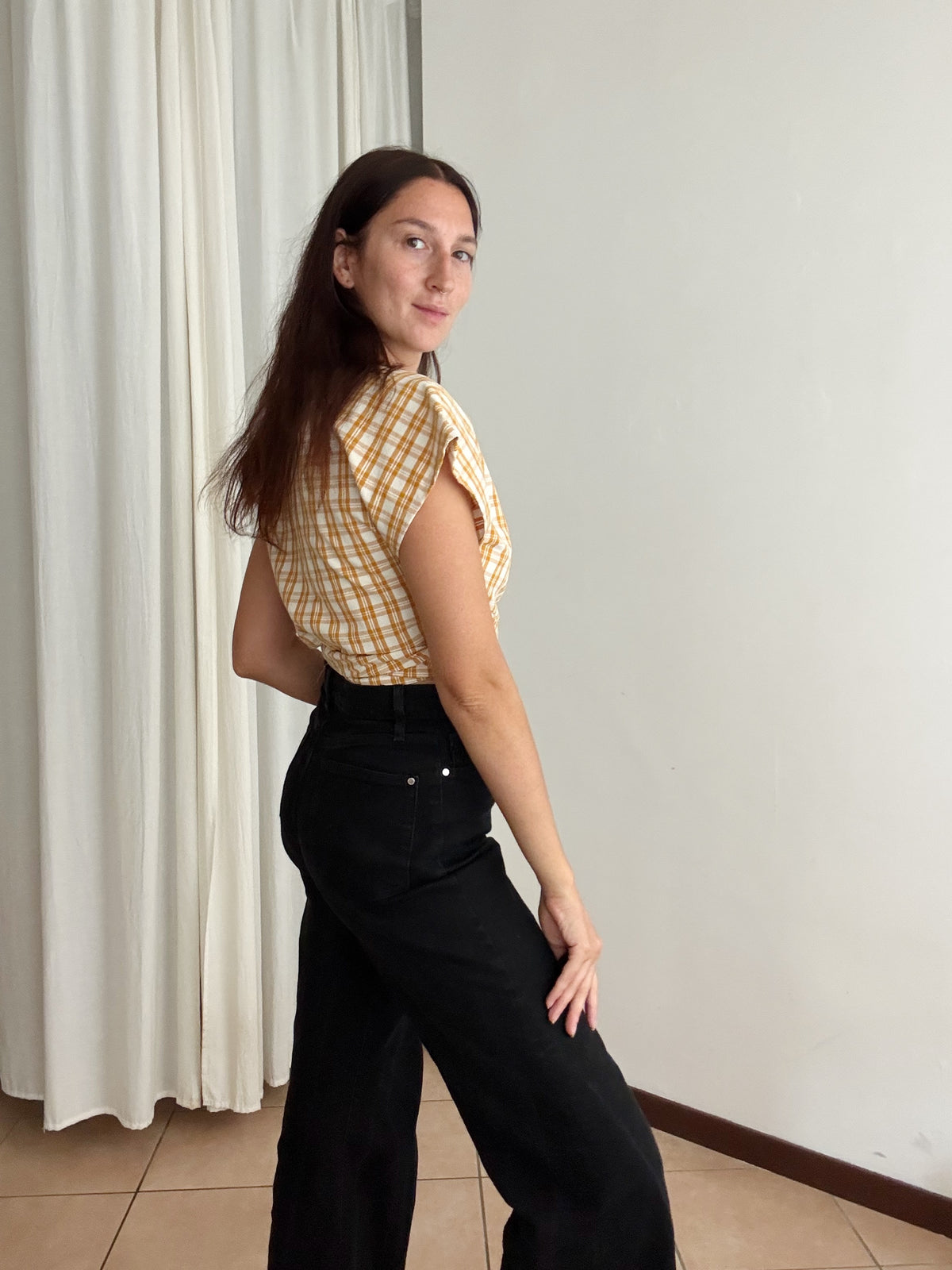 Top incrociato giallo M