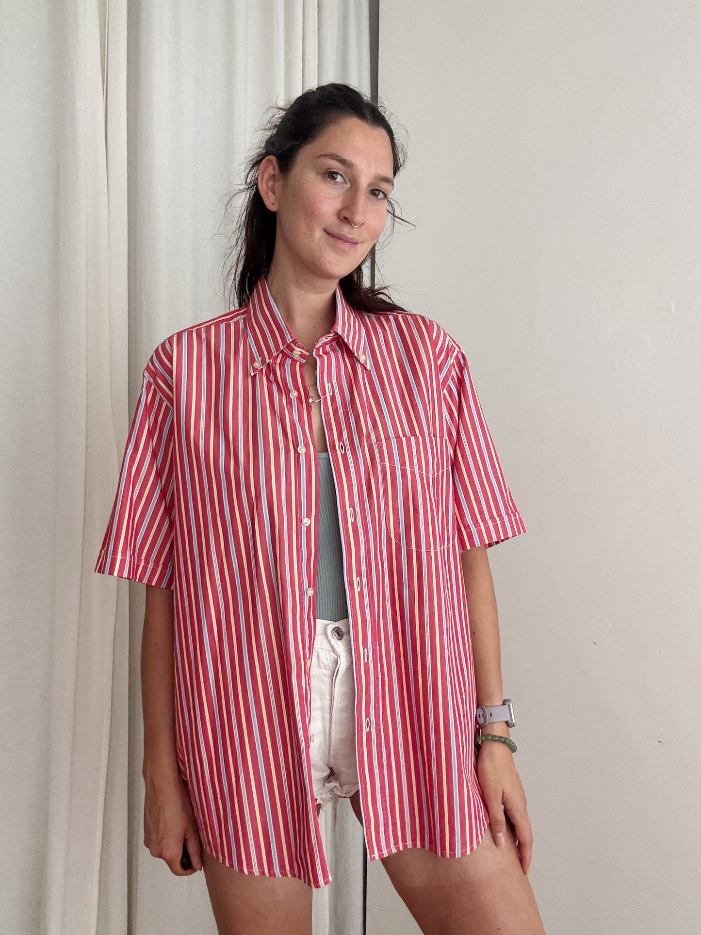 Camicia a righe rossa L