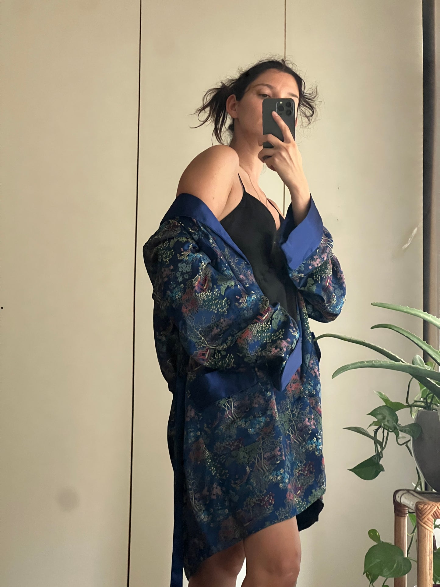 Kimono cinese blu